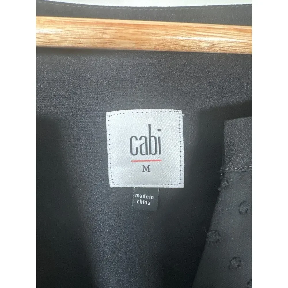 Cabi Occasion Dress Black Swiss Dot Gold Embroidery Long Sleeve Size Medium - Picture 8 of 10